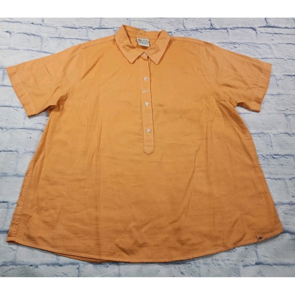 Dickies Shirt WOMENS XL Half Button Short Sleeve Orange Workwear - Picture 1 of 12